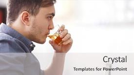  Presentation with whisky - Slide set featuring alcohol medical - handsome depressed man drinking whisky background and a light gray colored foreground