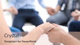  Presentation with mental health group therapy - Presentation theme enhanced with mental health community - people holding hands together background and a lemonade colored foreground