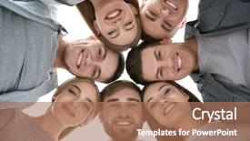  Presentation with group therapy - Colorful theme enhanced with mental health community - young people standing together backdrop and a coral colored foreground