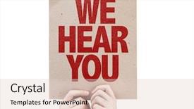  Presentation with hear - Amazing PPT layouts having mental health education - we hear you card isolated backdrop and a lemonade colored foreground