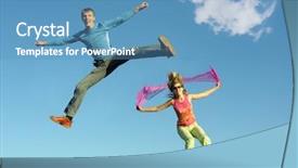  Presentation with cloud and virtual - Cool new PPT theme with mental health free - couple jump under cloud backdrop and a teal colored foreground