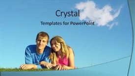  Presentation with cloud and virtual - Presentation design with mental health free - couple lies on meadow background and a light blue colored foreground