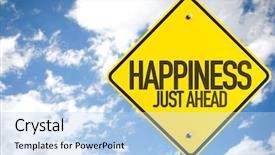  Presentation with happiness - Presentation theme enhanced with mental health free - happiness just ahead sign background and a light blue colored foreground