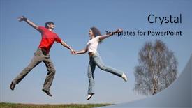  Presentation with spring - Amazing presentation theme having mental health free - jumping couple spring backdrop and a teal colored foreground