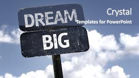  Presentation with health promotion - Beautiful presentation theme featuring mental health promotion - dream big sign with clouds backdrop and a ocean colored foreground