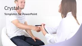  Presentation with environmental psychology man green - Cool new presentation theme with mental heath - man on reception for psychologist backdrop and a  colored foreground