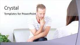  Presentation with environmental psychology man green - Audience pleasing PPT theme consisting of mental heath - man with problem on reception backdrop and a  colored foreground