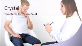  Presentation with environmental psychology man green - Cool new PPT theme with mental heath - man with problem on reception backdrop and a  colored foreground