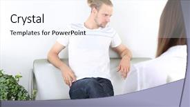  Presentation with environmental psychology man green - Slides enhanced with apples red and green and orange tangerines on white isolate background and a gold colored foreground