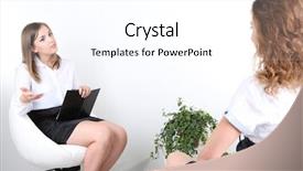  Presentation with communication problem in relationship marital - Amazing PPT theme having mental heath - woman with problem on reception backdrop and a  colored foreground