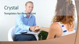  Presentation with problem in hotel - PPT layouts having mental heath - woman with problem on reception background and a  colored foreground