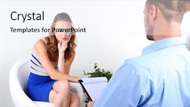  Presentation with communication problem in relationship marital - Audience pleasing slide deck consisting of mental heath - woman with problem on reception backdrop and a  colored foreground