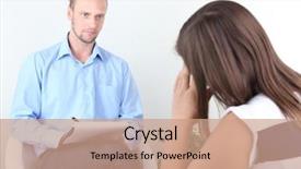  Presentation with problem in hotel - Colorful theme enhanced with mental heath - woman with problem on reception backdrop and a coral colored foreground