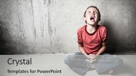  Presentation with angry child - Slide set consisting of mental illness - angry child yelling background and a light gray colored foreground