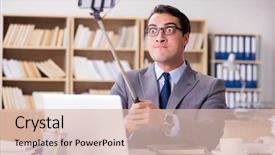  Presentation with selfie - Presentation theme consisting of mental illness - businessman taking selfie background and a lemonade colored foreground