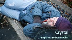  Presentation with homeless - PPT layouts enhanced with mental illness - homeless man asleep background and a ocean colored foreground