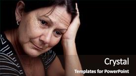  Presentation with older woman - Audience pleasing presentation theme consisting of mental illness - portrait of a very sad backdrop and a wine colored foreground