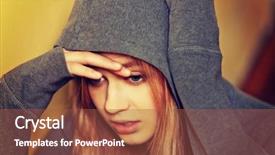  Presentation with teenage - PPT theme featuring mental illness - teenage depressed woman sitting background and a red colored foreground