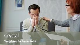  Presentation with middle ages - Cool new theme with mental illness - upset middle-aged patient covering face backdrop and a gray colored foreground