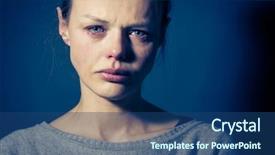  Presentation with tears - Presentation design enhanced with mental illness - young woman suffering from severe background and a ocean colored foreground