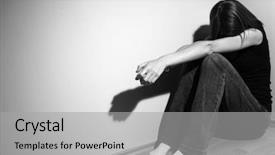  Presentation with gloomy - Theme featuring mental illness - young woman suffering background and a light gray colored foreground