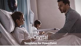  Presentation with hospital - PPT layouts having mental illness children - father comforting his son background and a gray colored foreground