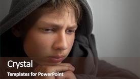 Presentation with teenager alone - Cool new PPT theme with mental illness children - sad teenager sitting alone thinking backdrop and a tawny brown colored foreground