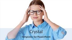  Presentation with beautiful tibet scenery in china - Slide set with mental problems - beautiful young woman suffering background and a light blue colored foreground