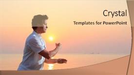  Presentation with thai arts - Amazing presentation theme having mental training - handsome man practicing thai chi backdrop and a  colored foreground