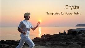  Presentation with thai - Presentation theme having mental training - handsome man practicing thai chi background and a lemonade colored foreground