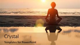  Presentation with lotus water - Audience pleasing theme consisting of mental training - yoga woman sitting in lotus backdrop and a yellow colored foreground