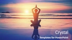  Presentation with lotus water - Colorful slide set enhanced with mental training - yoga woman sitting in lotus backdrop and a ocean colored foreground