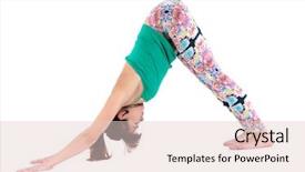  Presentation with balance life - Theme having mental wellbeing - yogi trainer practices asanas woman background and a lemonade colored foreground