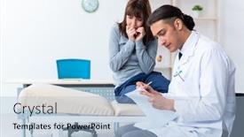  Presentation with mentally - Theme enhanced with mentally ill woman patient during doctor visit background and a light blue colored foreground
