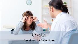  Presentation with mentally - Colorful PPT theme enhanced with mentally-ill-woman-patient-during backdrop and a light blue colored foreground