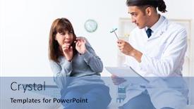  Presentation with mentally - Presentation enhanced with mentally-ill-woman-patient-during background and a teal colored foreground