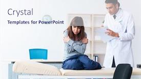  Presentation with mentally - Colorful slide deck enhanced with mentally-ill-woman-patient-during backdrop and a sky blue colored foreground