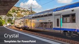  Presentation with train service - Colorful slide set enhanced with menton-france-july-07-2012 backdrop and a dark gray colored foreground