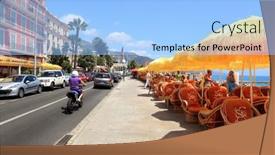  Presentation with hotels - PPT theme featuring technical separation - monochrome image of the building background and a gray colored foreground