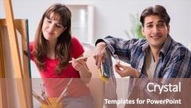  Presentation with coaching - Audience pleasing slide deck consisting of mentoring pictures - artist coaching student in painting backdrop and a  colored foreground