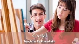  Presentation with coaching - Cool new PPT theme with mentoring pictures - artist coaching student in painting backdrop and a  colored foreground