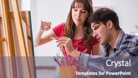  Presentation with coaching - Slides enhanced with mentoring pictures - artist coaching student in painting background and a  colored foreground