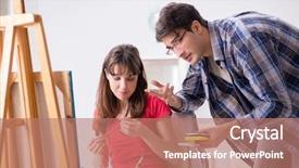  Presentation with mentoring - Amazing theme having mentoring pictures - artist coaching student in painting backdrop and a  colored foreground