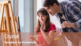  Presentation with coaching - Presentation theme featuring mentoring pictures - artist coaching student in painting background and a  colored foreground