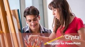  Presentation with coaching - Slide deck with mentoring pictures - artist coaching student in painting background and a  colored foreground