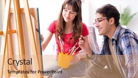  Presentation with coaching - Amazing presentation design having mentoring pictures - artist coaching student in painting backdrop and a  colored foreground