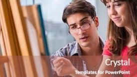  Presentation with coaching - Cool new slides with mentoring pictures - artist coaching student in painting backdrop and a  colored foreground