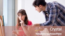  Presentation with coaching - Colorful presentation design enhanced with mentoring pictures - artist coaching student in painting backdrop and a  colored foreground