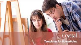  Presentation with coaching - Amazing presentation design having mentoring pictures - artist coaching student in painting backdrop and a  colored foreground