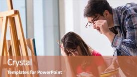  Presentation with coaching - Amazing slide set having mentoring pictures - artist coaching student in painting backdrop and a  colored foreground